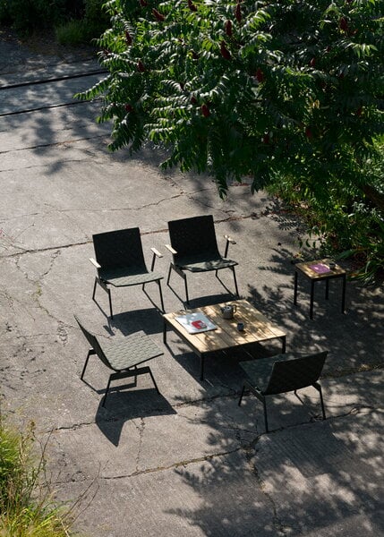 Patio tables, Ville AV50 outdoor coffee table, 90 x 90 cm, teak - bronze green, Natural