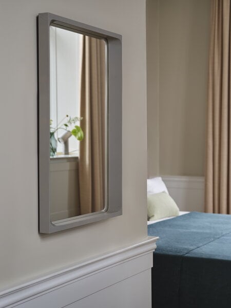 Specchi da parete, Specchio Arced, 80 x 55 cm, grigio chiaro, Grigio