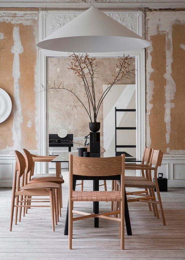 Dining chairs, Ariake arm chair, oak - textile strap, Natural