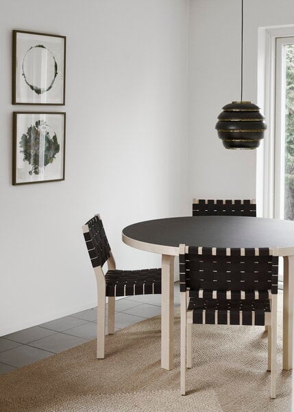 Dining tables, Aalto table 91, birch - black linoleum, Black