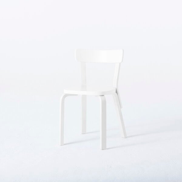 Dining chairs, Aalto chair 69, all white, White