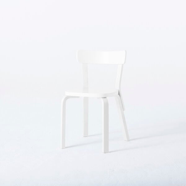 Chaises de salle à manger, Chaise Aalto 69, all white, Blanc