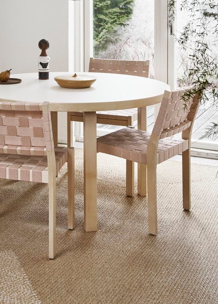 Ruokapöydän tuolit, Aalto tuoli 611, koivu - luonnonvärinen/ punainen satulavyö, Luonnonvärinen