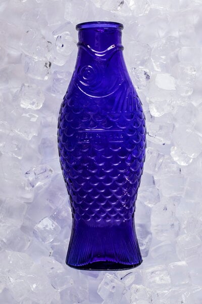 Carafes, Fish & Fish bottle, cobalt blue, Blue