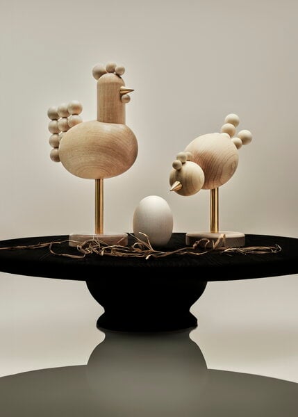 木製 アンティーク オーナメント 置物 Aarikka Aarikka Cockerel figurine, large, natural wood - brass | Finnish