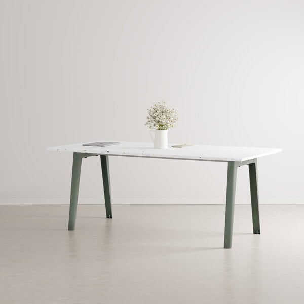 Dining tables, New Modern table 190 x 95 cm, white laminate - eucalyptus grey, White