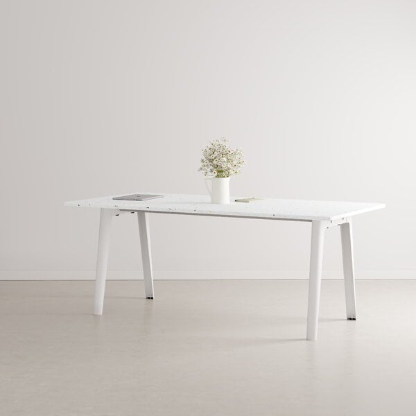 Tables de salle à manger, Table New Modern 190 x 95 cm, stratifié blanc - cloudy white, Blanc