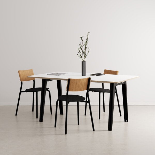 Ruokapöydät, New Modern pöytä 160 x 95 cm, valk. laminaatti - grafiitinmusta, Valkoinen