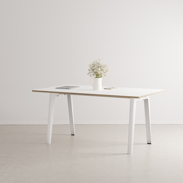 Tavoli da pranzo, Tavolo New Modern 160 x 95 cm, laminato bianco - bianco, Bianco