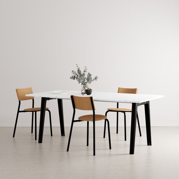 Ruokapöydät, New Modern pöytä 190 x 95 cm, kierrätysmuovi - grafiitinmusta, Valkoinen