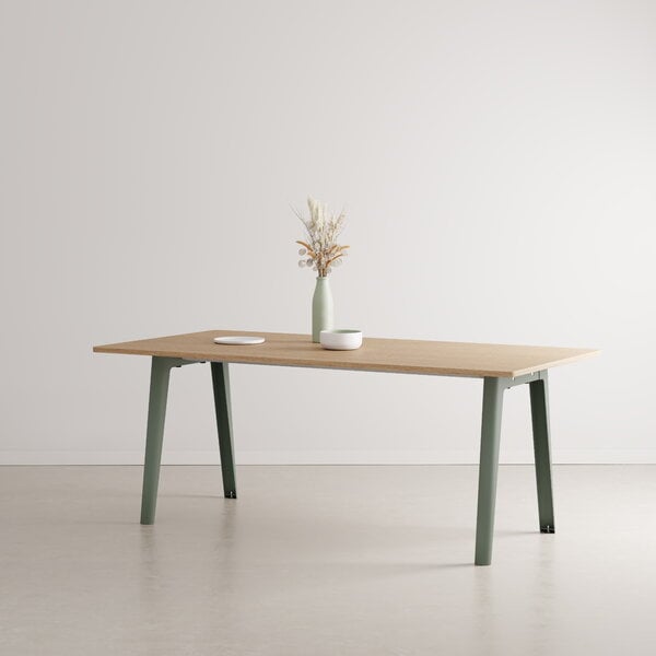 Ruokapöydät, New Modern pöytä 190 x 95 cm, tammi - harmaanvihreä, Luonnonvärinen
