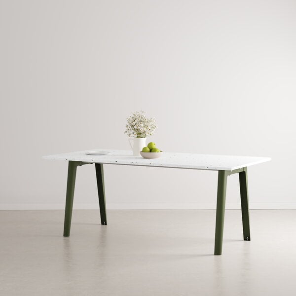 Ruokapöydät, New Modern pöytä 190 x 95 cm, kierrätysmuovi - tummanvihreä, Valkoinen