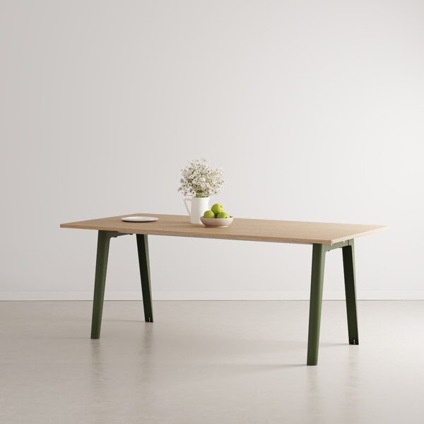 Ruokapöydät, New Modern pöytä 190 x 95 cm, tammi - tummanvihreä, Luonnonvärinen