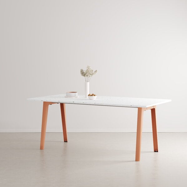 Ruokapöydät, New Modern pöytä 190 x 95 cm, kierrätysmuovi - vaaleanpunainen, Valkoinen