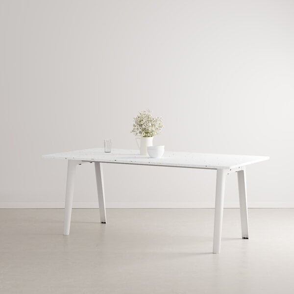 Tavoli da pranzo, Tavolo New Modern 190 x 95 cm, plastica riciclata - bianco, Bianco