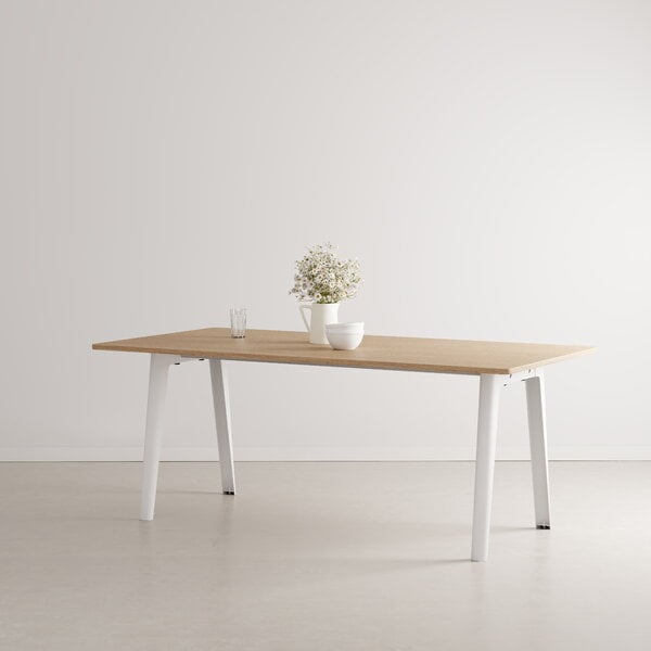 Tavoli da pranzo, Tavolo New Modern 190 x 95 cm, rovere - bianco, Bianco