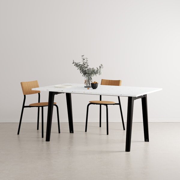 Ruokapöydät, New Modern pöytä 160 x 95 cm, kierrätysmuovi - grafiitinmusta, Valkoinen