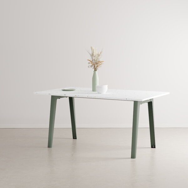Dining tables, New Modern table 160 x 95 cm, recycled plastic - eucalyptus grey, White