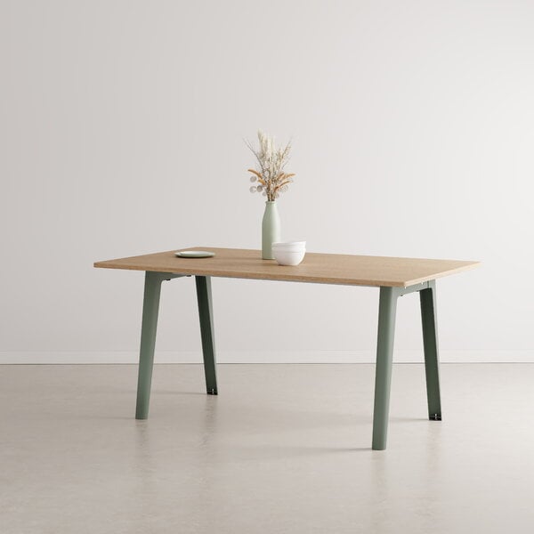 Ruokapöydät, New Modern pöytä 160 x 95 cm, tammi - harmaanvihreä, Luonnonvärinen