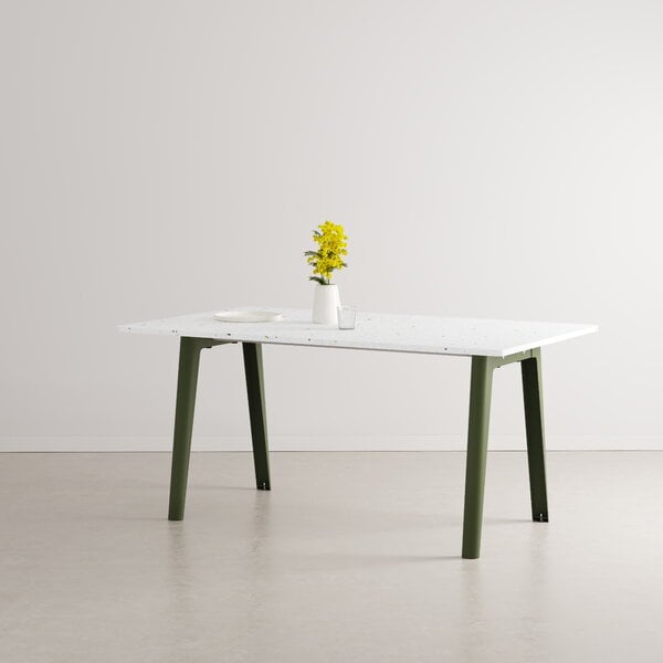 Tavoli da pranzo, Tavolo New Modern 160 x 95 cm, plastica riciclata - verde rosmar, Bianco