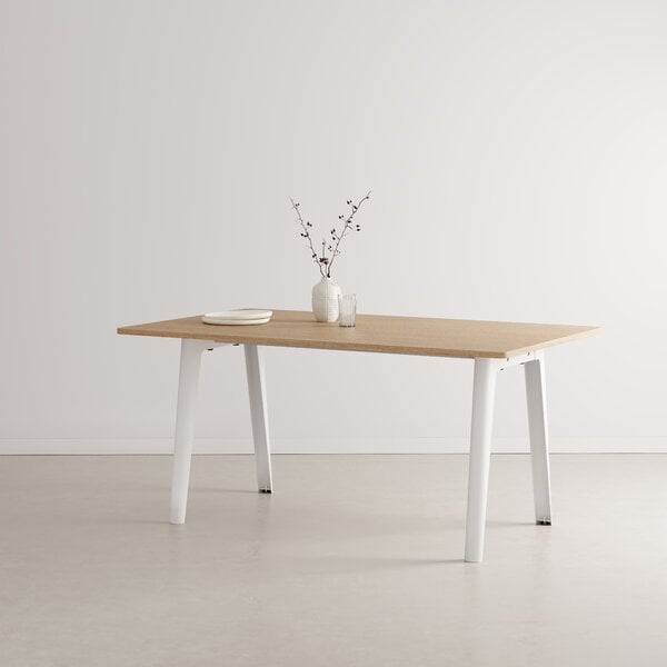 Tavoli da pranzo, Tavolo New Modern 160 x 95 cm, rovere - bianco, Bianco