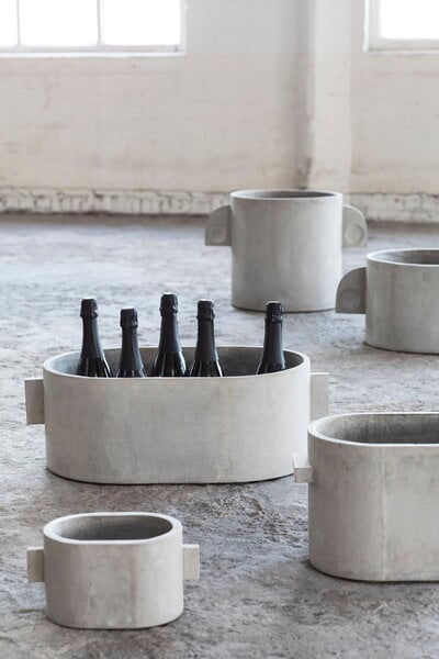 Pots de fleurs et jardinières, Pot de fleurs Concrete ovale, 55 x 36 cm, gris, Gris