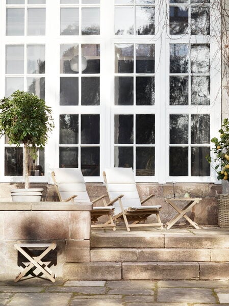 Sedie da patio, Poggiapiedi Deck Chair BM5768, teak - bianco naturale, Bianco