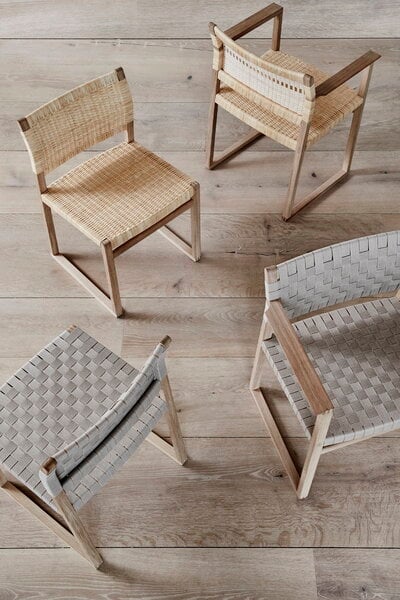 Dining chairs, BM62 armchair, cane wicker - oiled oak, Natural