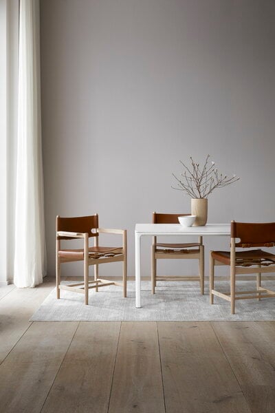 Matstolar, The Spanish Dining Chair med armstöd, cognac läder - oljad ek, Brun