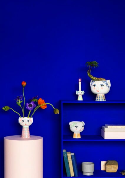 Pots de fleurs et jardinières, Pot de fleurs sur pied Eva, 15,5 cm, bleu, Blanc