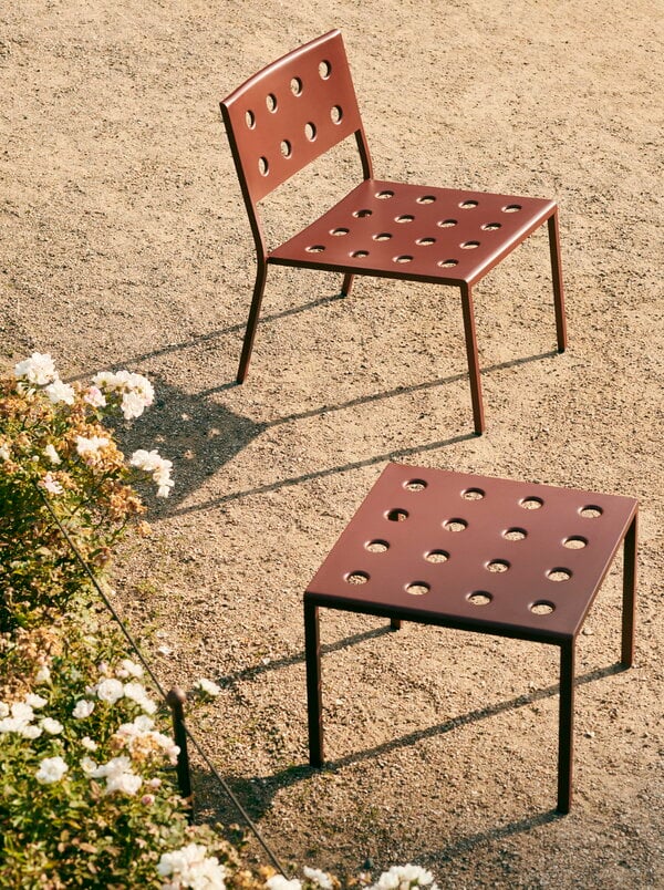 Patio tables, Balcony low table, 50 x 51,5 cm, iron red, Red