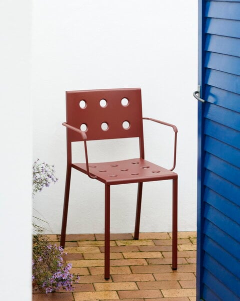 Sedie da patio, Sedia da pranzo con braccioli Balcony, iron red, Rosso