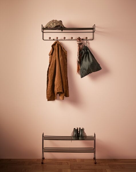 Wall coat racks, Bill hat rack, black - walnut stained ash, Black