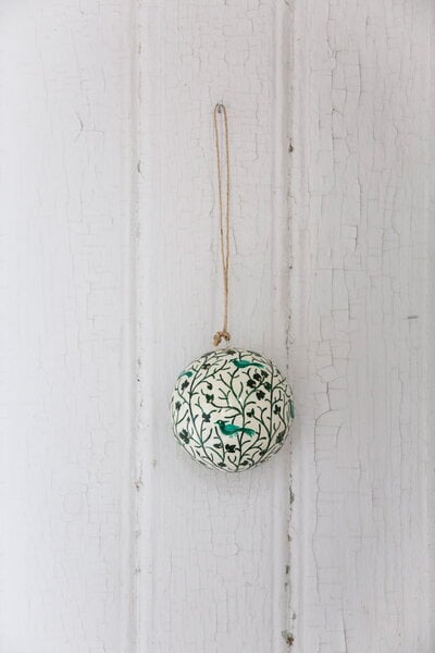 Holiday decorations, Birds bauble, green, White