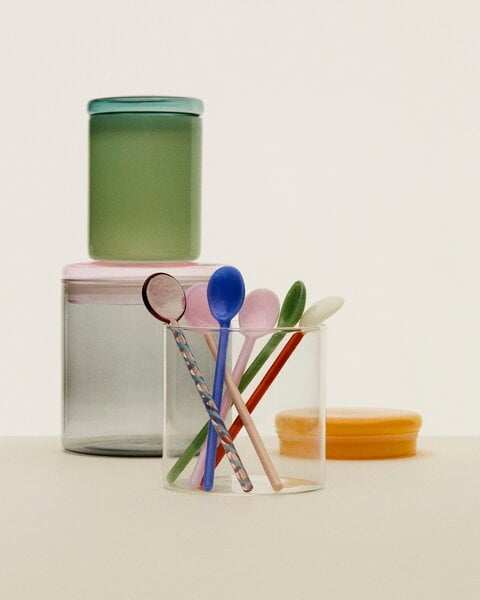 Kitchen containers, Glass jar, L, grey - pink, Gray