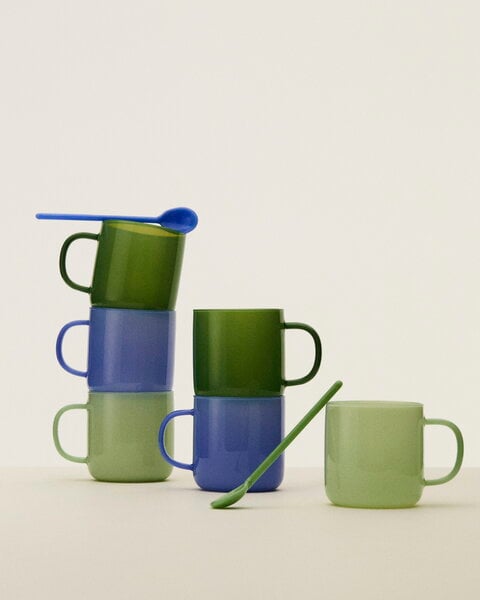 Becher und Tassen, Glastasse, 2 Stück, Jade-Hellblau, Blau