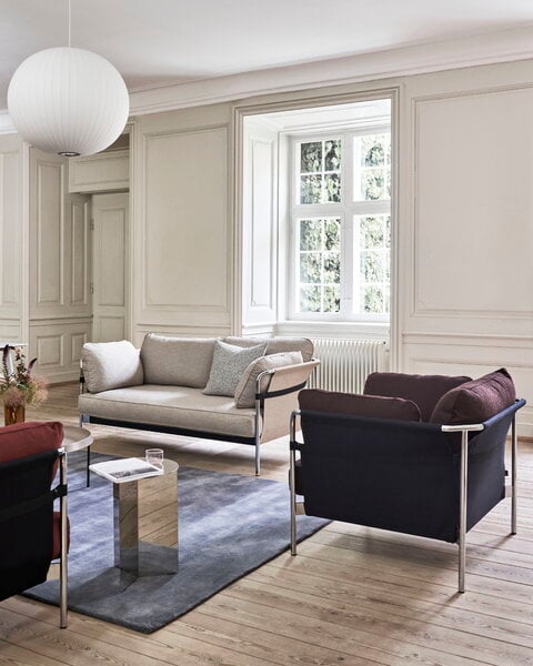Sofas, Can sofa, 3-seater, Linara 311 - natural canvas - chrome frame, White