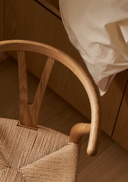 Kids' furnishings, CH24 Wishbone children's chair, oiled oak - natural cord, Natural