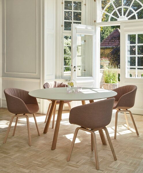 Dining tables, CPH25 2.0 table, 140 cm, lacquered oak - off-white linoleum, White