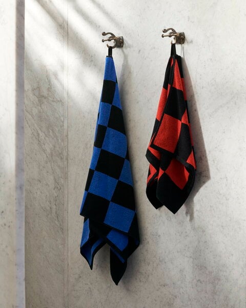 Hand towels & washcloths, Check hand towel, poppy red, Black