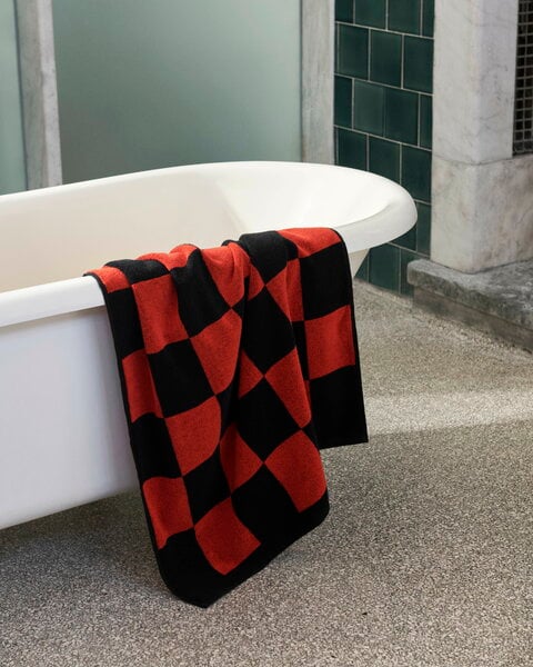 Bath towels, Check bath towel, poppy red, Red