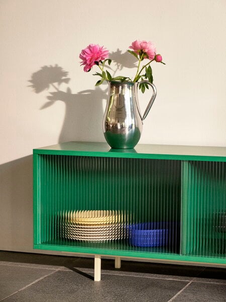 Cassettiere e credenze, Armadietto Colour Cabinet, ante in vetro, basso, 120 cm, menta, Verde
