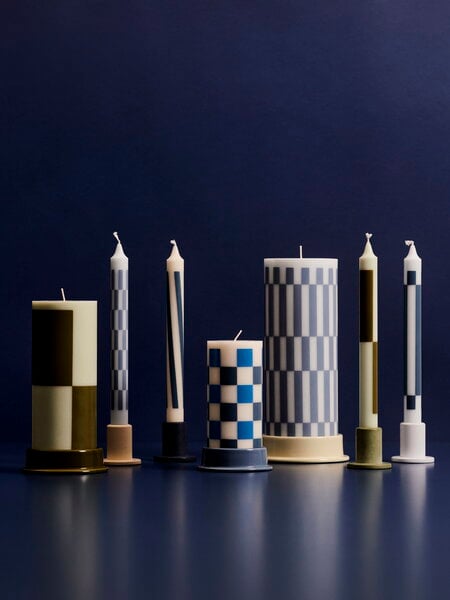 Candles, Column candle, L, light grey - green, Green