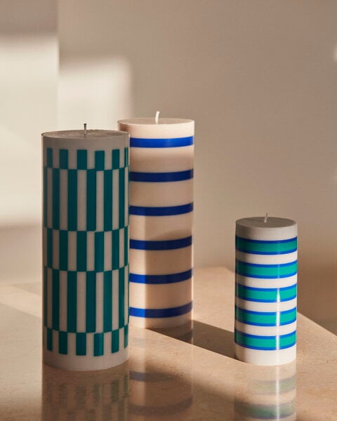 Candles, Column candle, L, light grey - green, Green