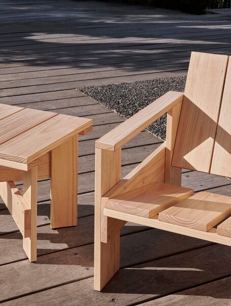 Outdoor lounge chairs, Crate lounge chair, lacquered pinewood, Natural