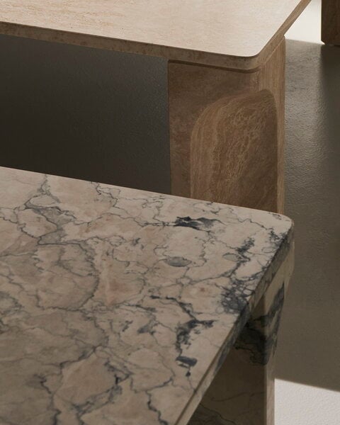 Tables basses, Table basse Doric, 140 x 80 cm, calcaire gris électrique, Gris