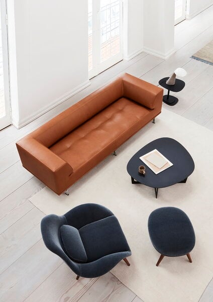 Sohvat, Delphi 3-istuttava sohva, harj. alumiini - konjakki nahka Max 95, Ruskea
