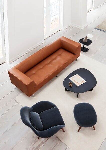 Soffor, Delphi 3-sits soffa, borstad aluminium - cognac läder Max 95, Brun