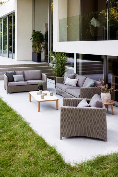 Outdoor-Sofas, Diamond Sofa, 3-Sitzer, Taupe, Grau