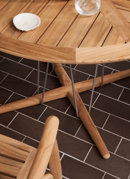 Terassipöydät, Embrace E022 ruokapöytä, 80 cm, tiikki, Luonnonvärinen